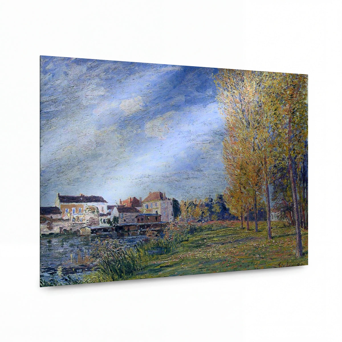 Obraz Alfred Sisley — Indian Summer at Moret - Sunday Afternoon — hliníkový panel s vysokým leskem — hliníkový panel s vysokým leskem