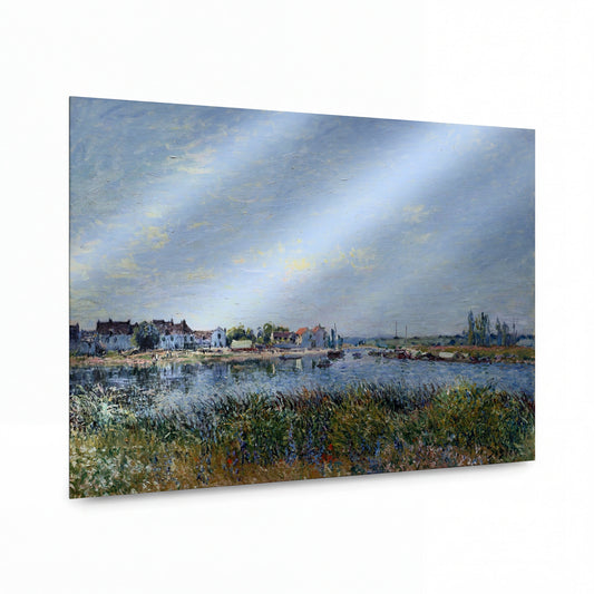 Obraz Alfred Sisley — Morning at Saint Mammes — lesklý kovový obraz — lesklý kovový obraz