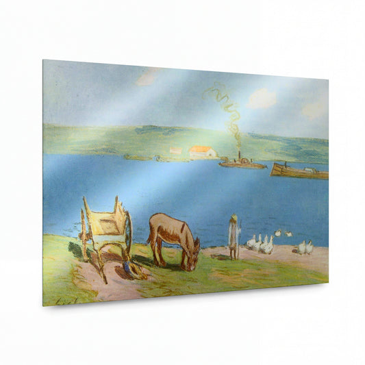 Obraz Alfred Sisley — Pasture by the Seine — hliníkový panel s vysokým leskem — hliníkový panel s vysokým leskem