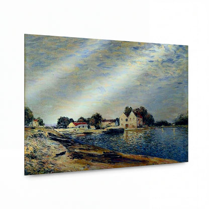 Obraz Alfred Sisley — Saint-Mammes na břehu Loing — reprodukce na kovovém panelu s vysokým leskem