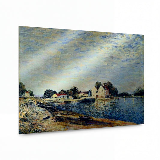 Obraz Alfred Sisley — Saint-Mammes na břehu Loing — reprodukce na kovovém panelu s vysokým leskem