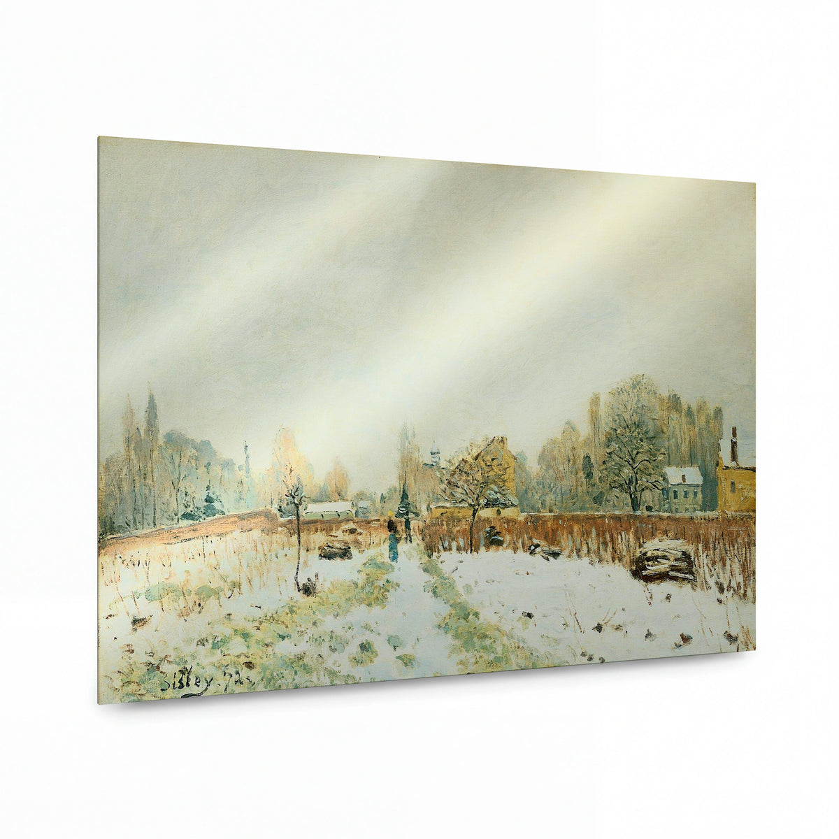 Obraz Alfred Sisley — Snow at Louveciennes, 1872 — prémiová reprodukce na kovovém panelu