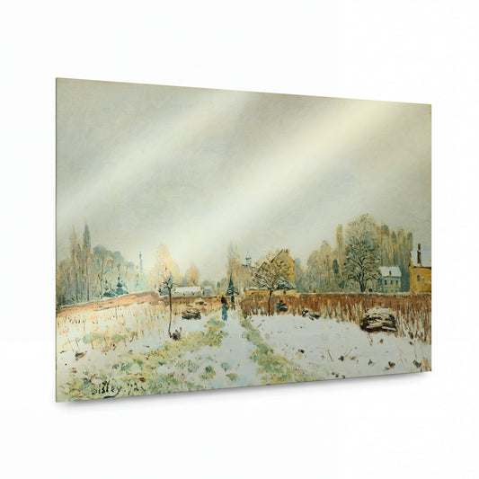 Obraz Alfred Sisley — Snow at Louveciennes, 1872 — prémiová reprodukce na kovovém panelu