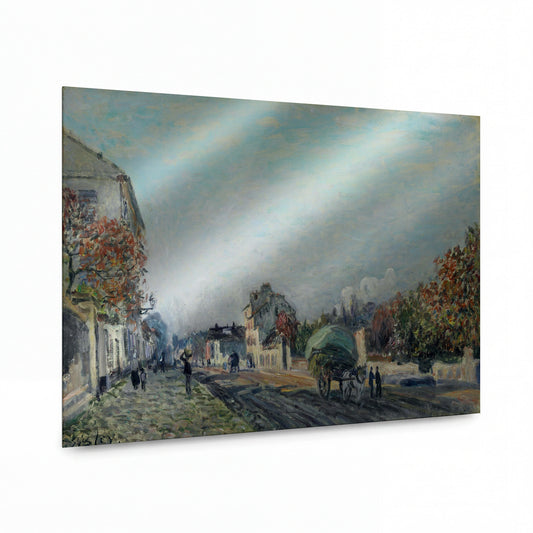 Obraz Alfred Sisley — Street at Marly — kovová reprodukce s vysokým leskem — kovová reprodukce s vysokým leskem