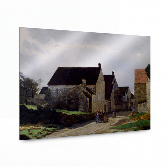 Obraz Alfred Sisley — Street of Marlotte (Ženy jdoucí do lesa) — umělecký kovový obraz s vysokým leskem