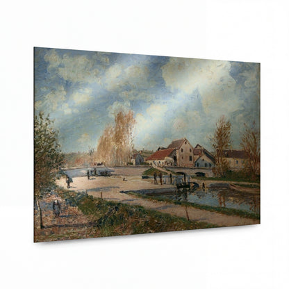 Obraz Alfred Sisley — Zdymadlo Bourgogne u Moretu — reprodukce na kovovém panelu s vysokým leskem — reprodukce na kovovém panelu s vysokým leskem