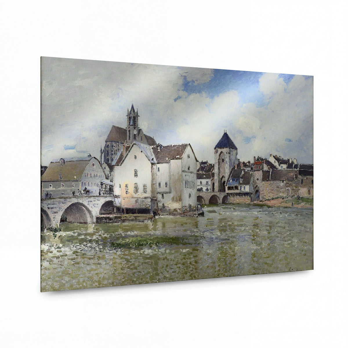 Obraz Alfred Sisley — Most v Moretu — reprodukce na kovovém panelu s vysokým leskem — reprodukce na kovovém panelu s vysokým leskem