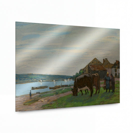 Obraz Alfred Sisley — Krávy na pastvě — hliníkový panel s vysokým leskem — hliníkový panel s vysokým leskem