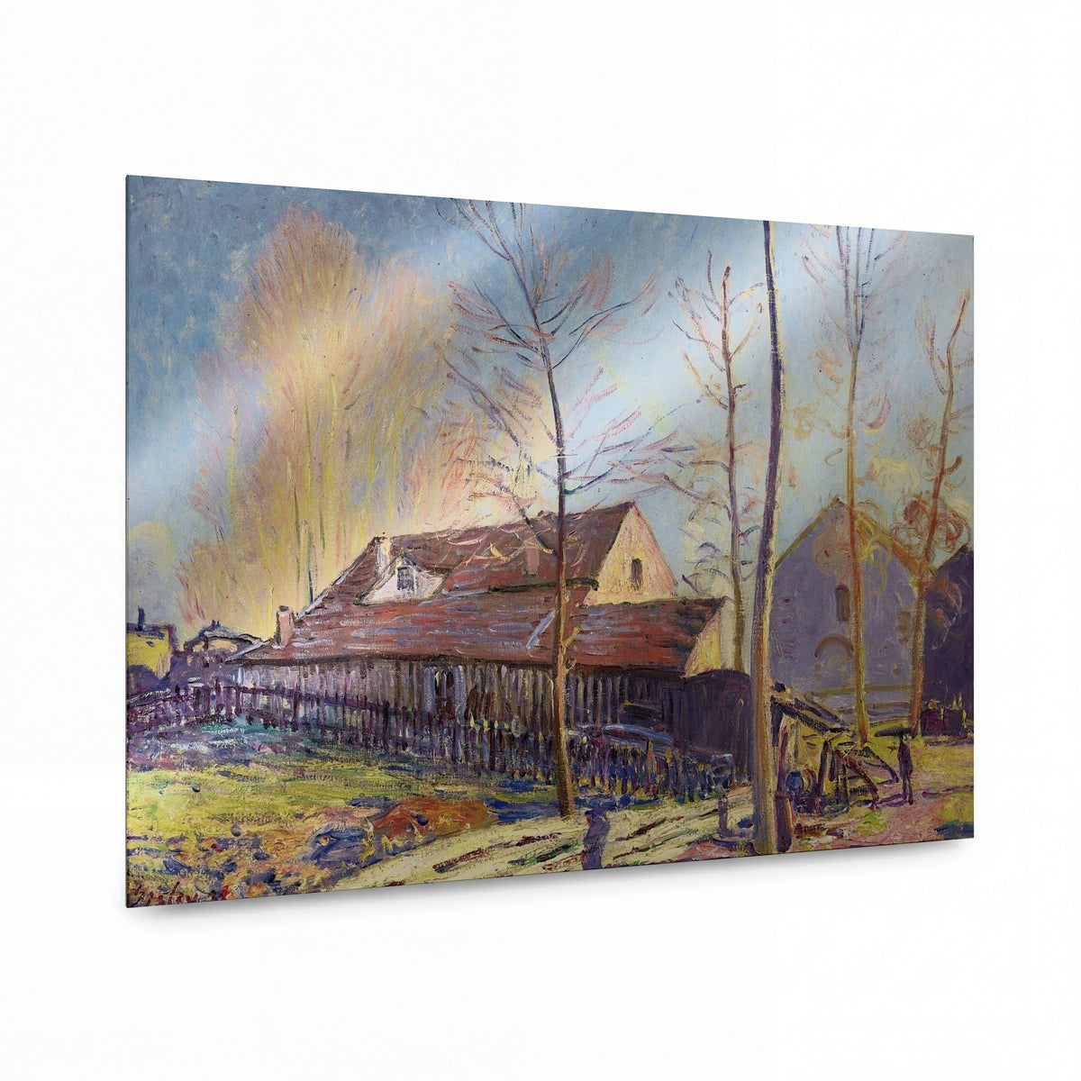Obraz Alfred Sisley — The Mills of Moret, Frost, Evening Effect, 1888 — prémiová reprodukce na kovovém panelu
