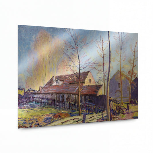 Obraz Alfred Sisley — The Mills of Moret, Frost, Evening Effect, 1888 — prémiová reprodukce na kovovém panelu