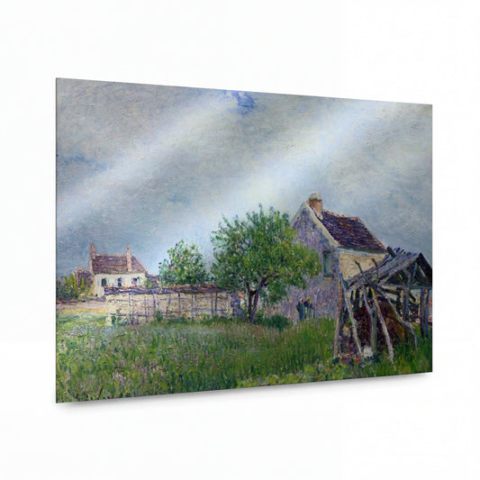 Obraz Alfred Sisley — The Old Hut at Sablones — prémiová reprodukce na kovovém panelu — prémiová reprodukce na kovovém panelu