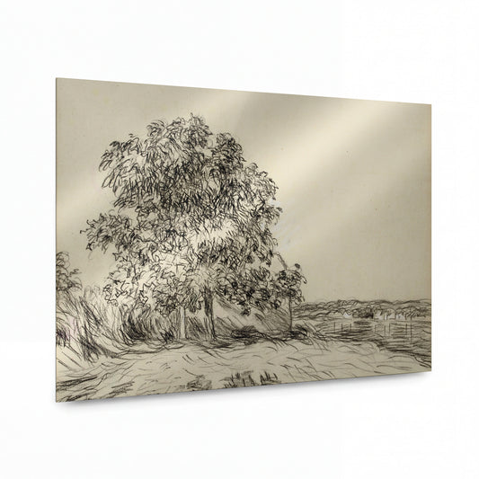 Obraz Alfred Sisley — The Plain of Thomery in the Village Champagne — reprodukce na kovovém panelu s vysokým leskem