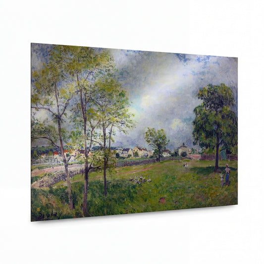 Obraz Alfred Sisley — View of the Village — umělecká reprodukce na hliníku — umělecká reprodukce na hliníku