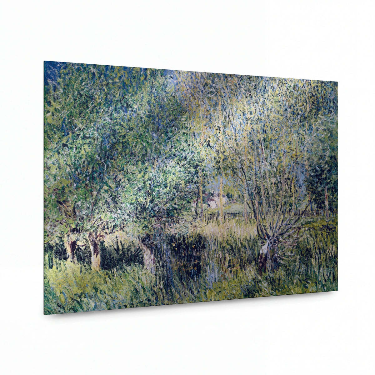 Obraz Alfred Sisley — Willows on the Banks of the Orvanne — lesklý kovový obraz — lesklý kovový obraz