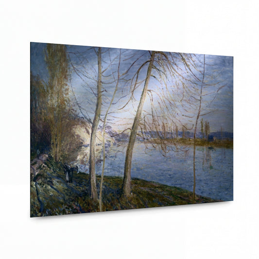 Obraz Alfred Sisley — Winter Morning - Veneux — kovový obraz s vysokým leskem — kovový obraz s vysokým leskem