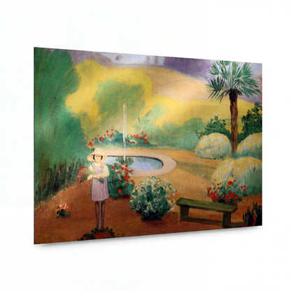 Obraz Henri Lebasque — Girl near the Fountain — reprodukce na kovovém panelu s vysokým leskem — reprodukce na kovovém panelu s vysokým leskem