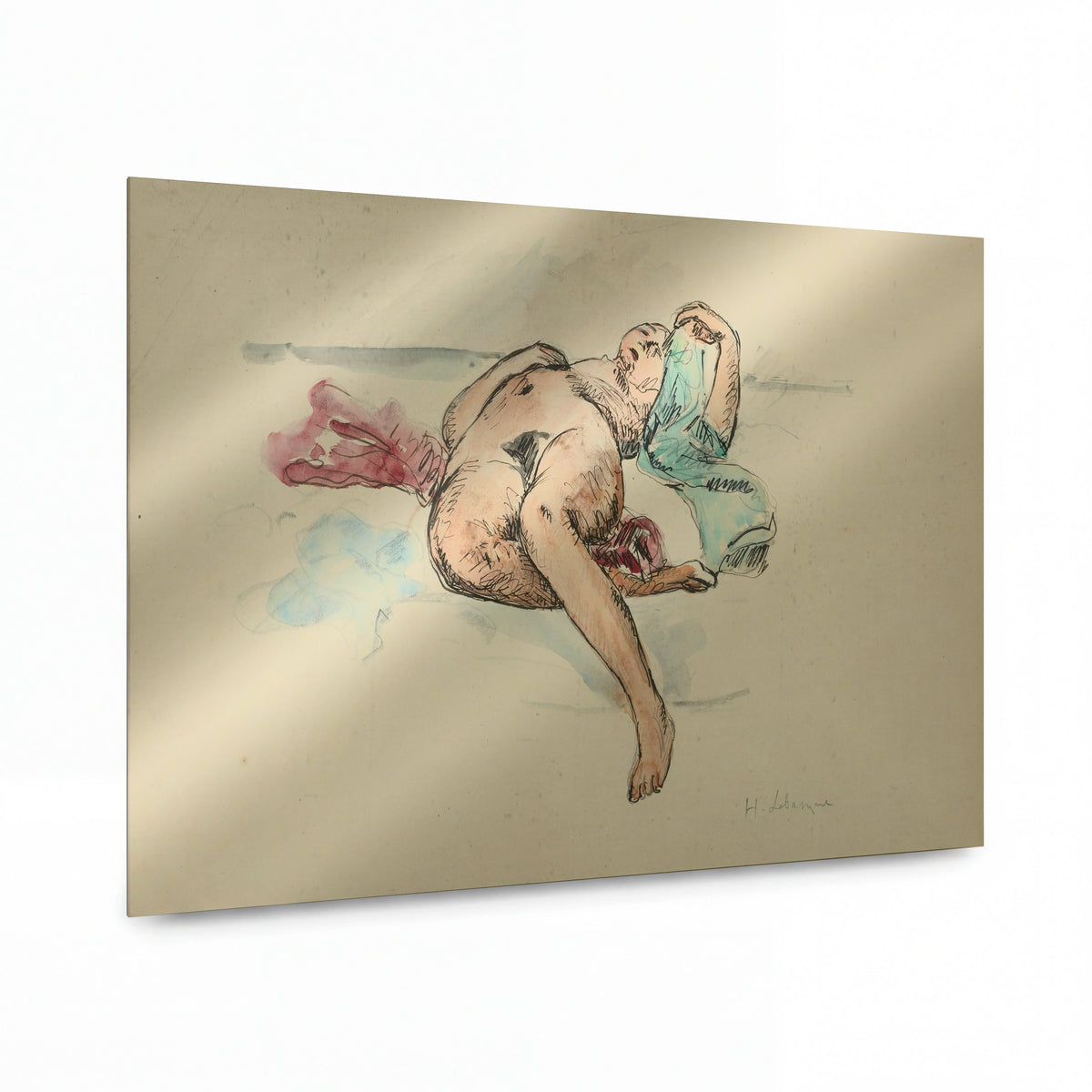 Obraz Henri Lebasque — Laying Nude 02 — hliníkový panel s vysokým leskem