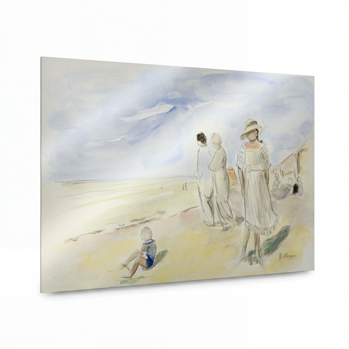 Obraz Henri Lebasque — On the Beach of Saint Jean-de-Monts — lesklý kovový obraz