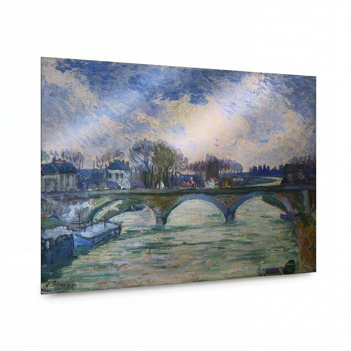 Obraz Henri Lebasque — The Bridge over the Marne — kovový obraz s vysokým leskem