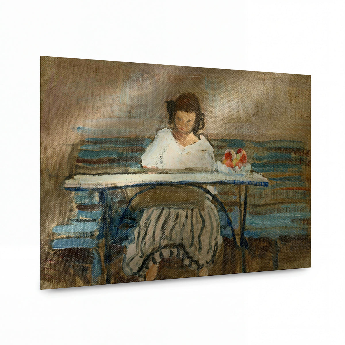 Obraz Henri Lebasque — Young Girl Drawing at the Garden — reprodukce na lesklém hliníkovém panelu