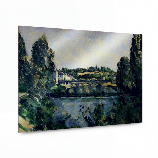 Obraz Paul Cézanne — Most a vodopád v Pontoise — lesklý obraz na hliníku — lesklý obraz na hliníku