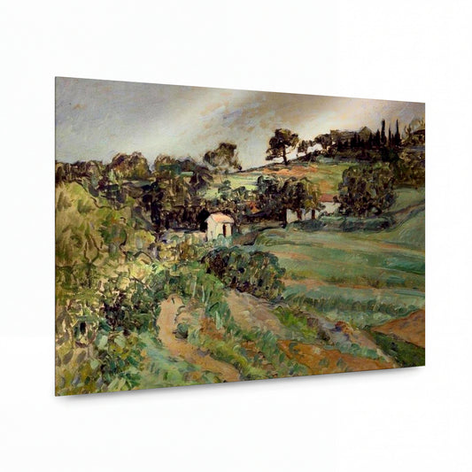 Obraz Paul Cézanne — Landscape in Provence — reprodukce na lesklém hliníkovém panelu — reprodukce na lesklém hliníkovém panelu