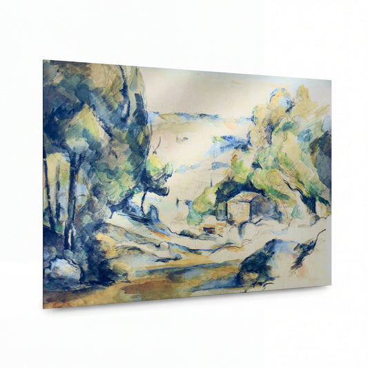 Obraz Paul Cézanne — Krajina v Provenci — kovový obraz s vysokým leskem — kovový obraz s vysokým leskem
