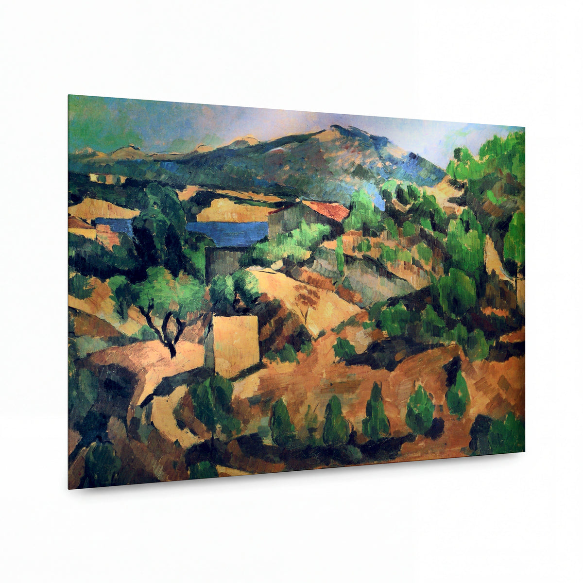 Obraz Paul Cézanne — Mountains Seen from L'Estaque — luxusní reprodukce na kovu — luxusní reprodukce na kovu