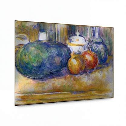Obraz Paul Cézanne — Still Life with a Watermelon and Pomegranates — lesklý kovový obraz