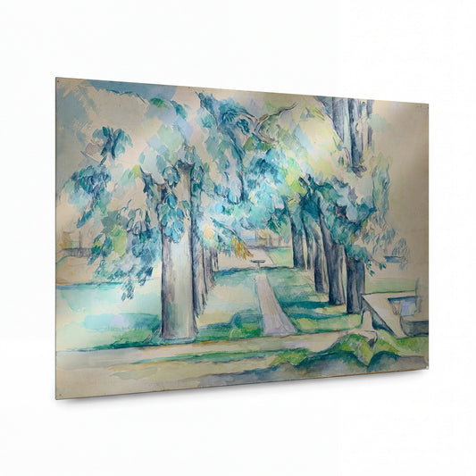 Obraz Paul Cézanne — Rybník a alej kaštanů v Jas de Bouffan — umělecká reprodukce na hliníku — umělecká reprodukce na hliníku