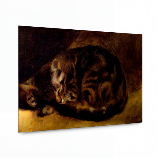 Obraz Pierre-Auguste Renoir — Sleeping Cat — kovový obraz s vysokým leskem — kovový obraz s vysokým leskem