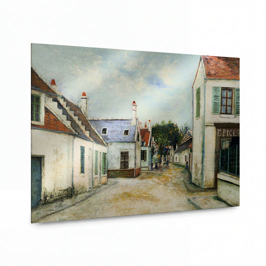 Obraz Maurice Utrillo — Street at Compiegne — luxusní reprodukce na kovu — luxusní reprodukce na kovu