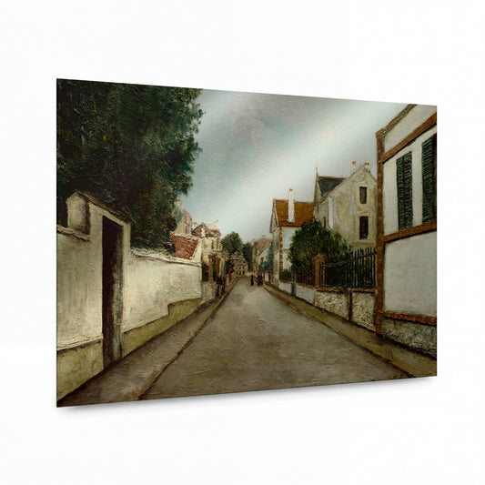 Obraz Maurice Utrillo — Street in Sannois — luxusní reprodukce na kovu — luxusní reprodukce na kovu