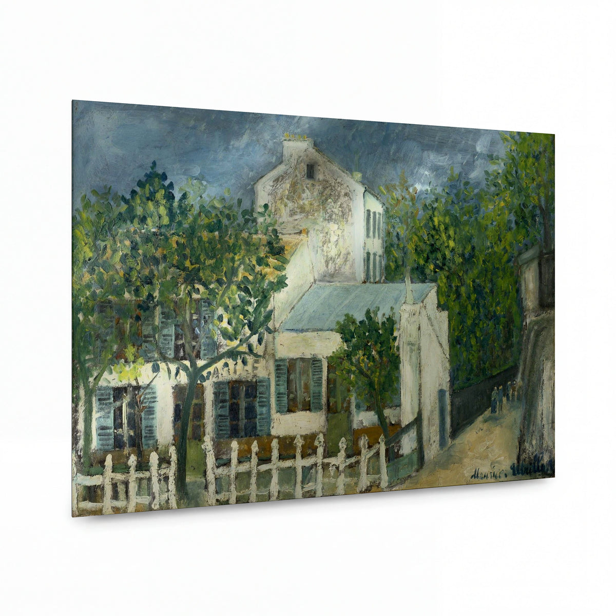 Obraz Maurice Utrillo — The Cabaret of Lapin Agile — lesklý kovový obraz — lesklý kovový obraz