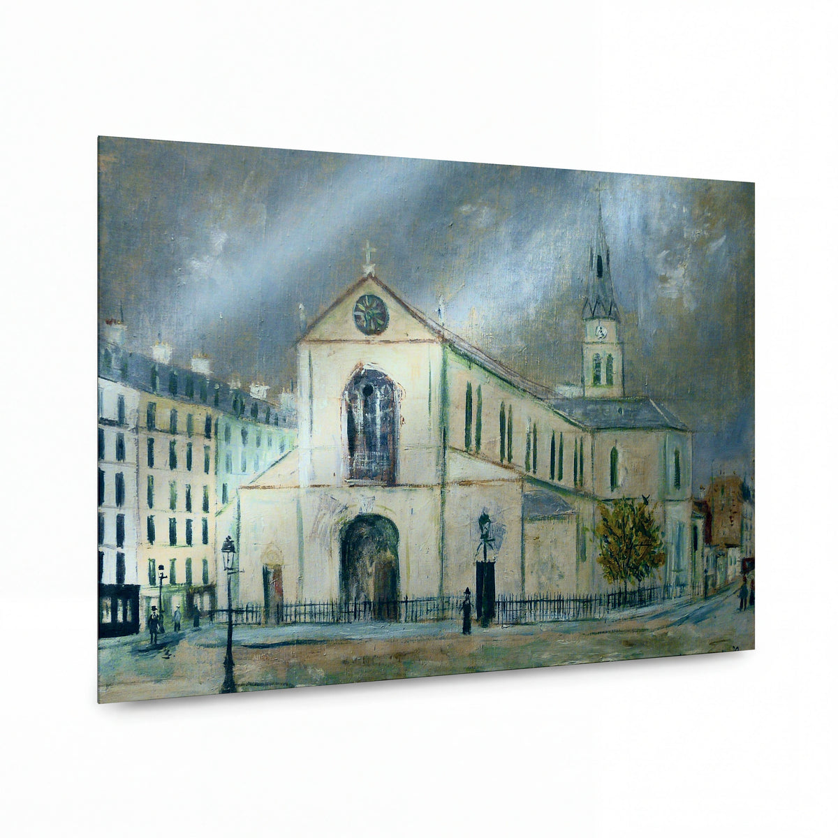 Obraz Maurice Utrillo — Kostel v Clignancourt — lesklý kovový obraz — lesklý kovový obraz