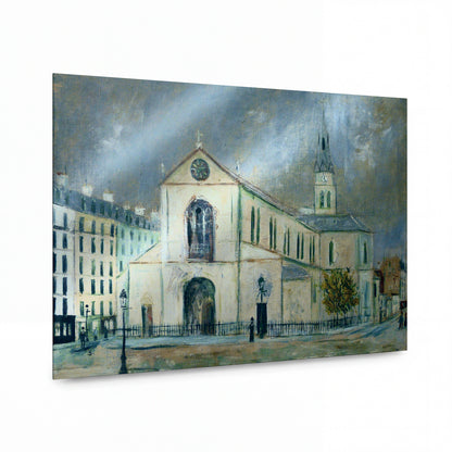 Obraz Maurice Utrillo — Kostel v Clignancourt — lesklý kovový obraz — lesklý kovový obraz