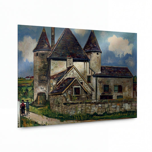 Obraz Maurice Utrillo — Varennes-sous-Dan (Laone-et-Loire) — kovový obraz s vysokým leskem — kovový obraz s vysokým leskem