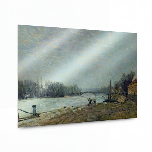 Obraz Alfred Sisley — After the Thaw, the Seine at Suresnes Bridge, 1880 — kovová reprodukce s vysokým leskem
