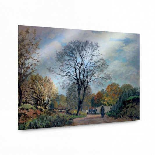 Obraz Alfred Sisley — The Road in Seine-et-Marne — kovová reprodukce s vysokým leskem — kovová reprodukce s vysokým leskem