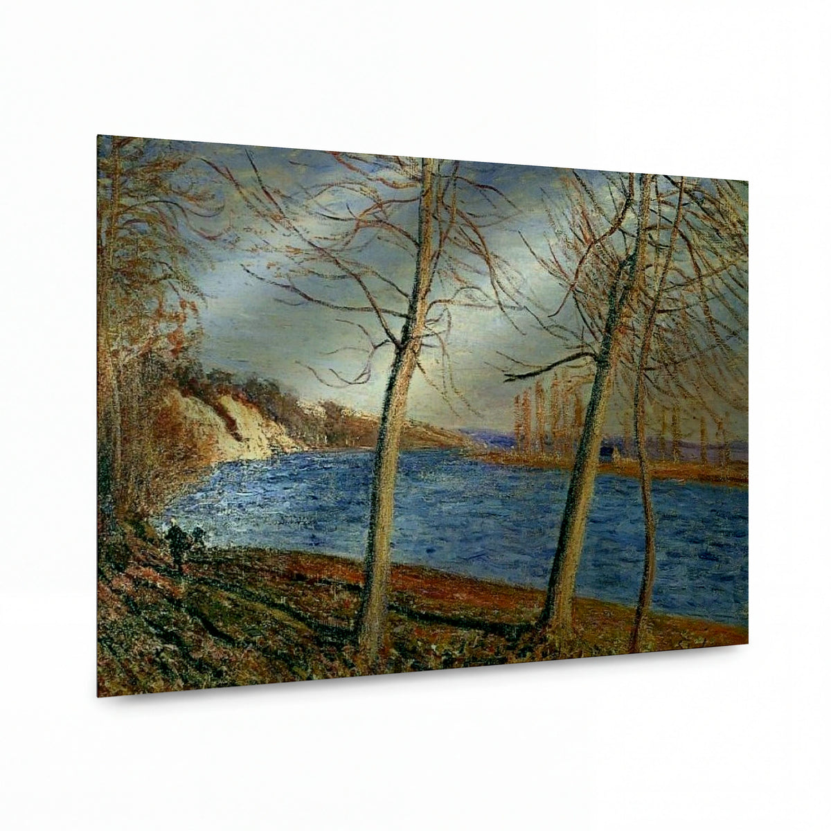 Obraz Alfred Sisley — Riverbank at Veneux — lesklý kovový obraz