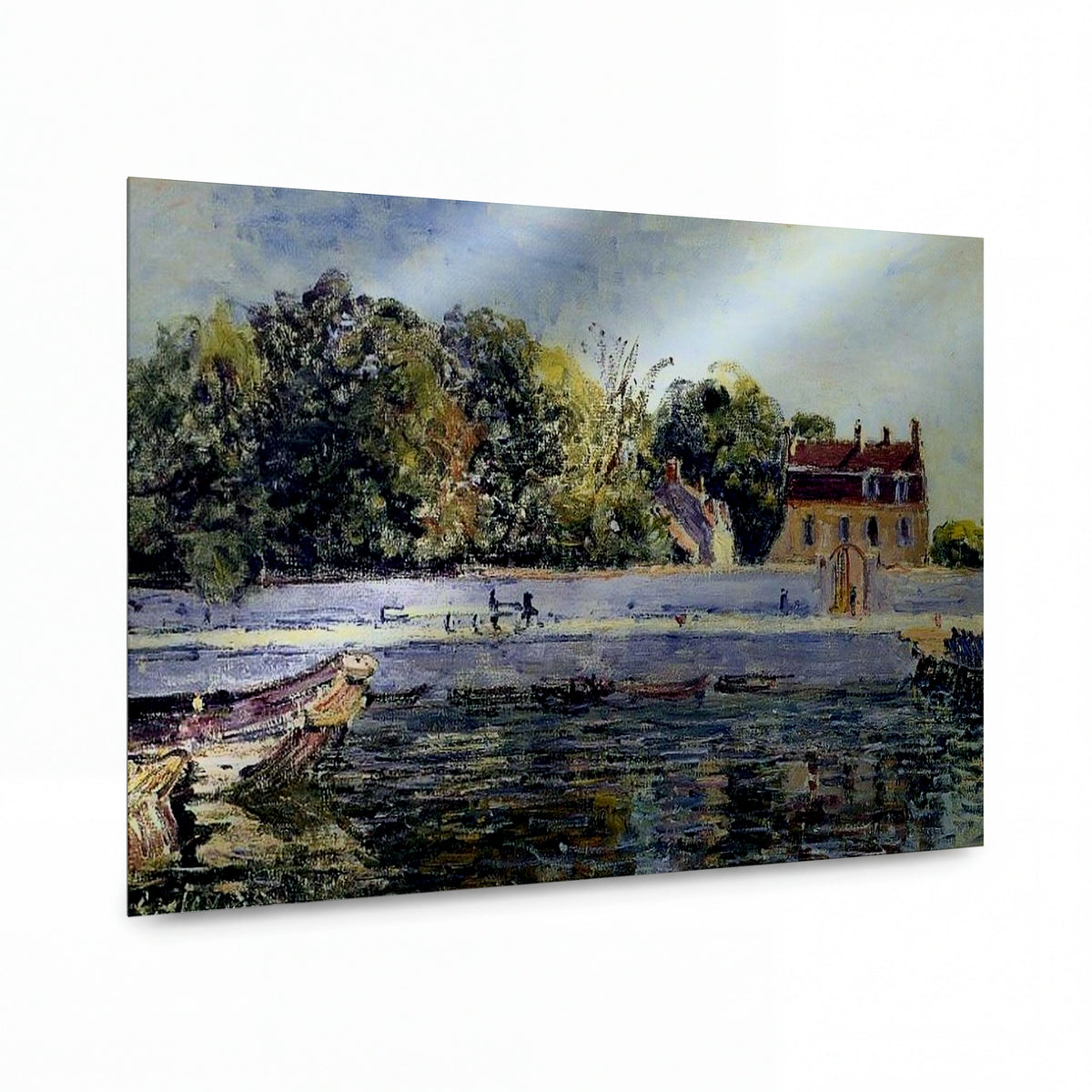 Obraz Alfred Sisley — Saint-Mammes - House on the Loing Canal — umělecký kovový obraz s vysokým leskem