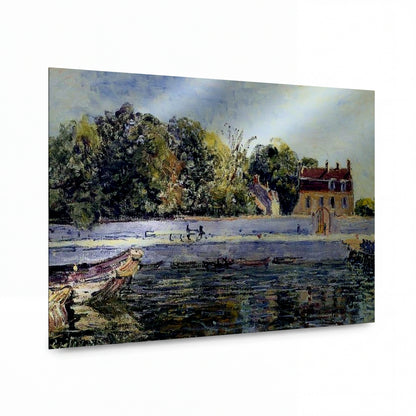 Obraz Alfred Sisley — Saint-Mammes - House on the Loing Canal — umělecký kovový obraz s vysokým leskem