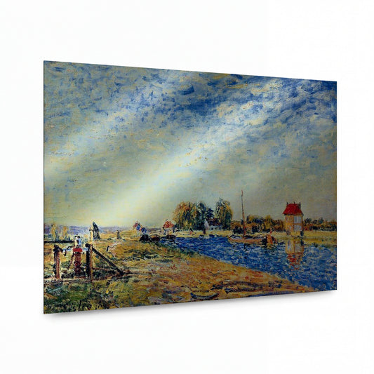 Obraz Alfred Sisley — The Channel of Loing — hliníkový panel s vysokým leskem — hliníkový panel s vysokým leskem