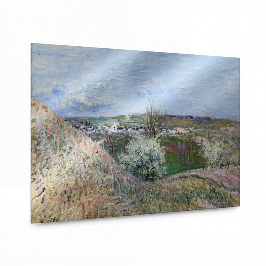 Obraz Alfred Sisley — The Hills of Saint-Mammes at Spring — lesklý obraz na hliníku — lesklý obraz na hliníku