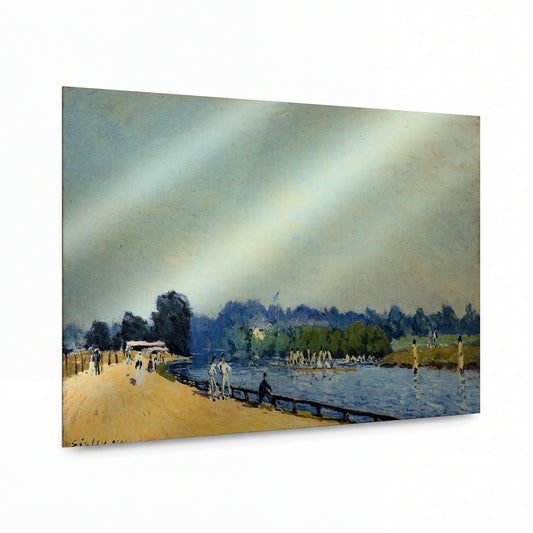 Obraz Alfred Sisley — The Road from Hampton Court — luxusní reprodukce na kovu — luxusní reprodukce na kovu