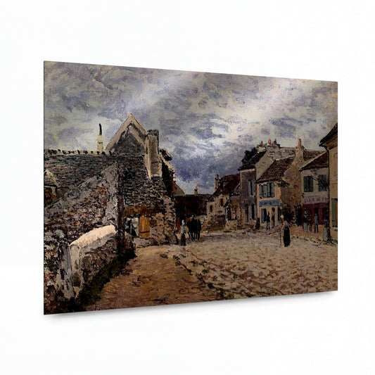 Obraz Alfred Sisley — Village Street - Grey Weather — lesklý obraz na hliníku — lesklý obraz na hliníku