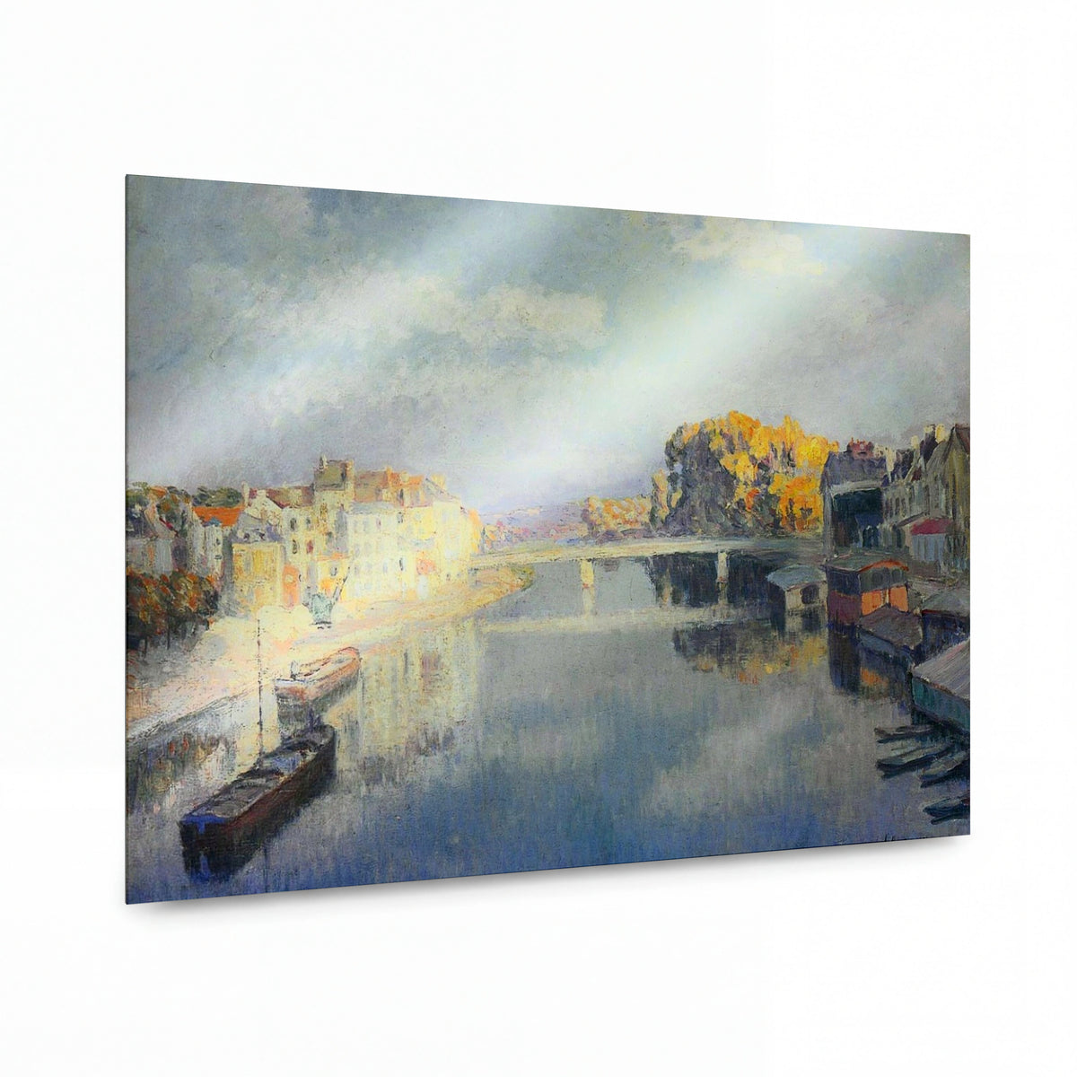 Obraz Henri Lebasque — Boats on the Marne — kovový obraz na hliníkovém panelu — kovový obraz na hliníkovém panelu