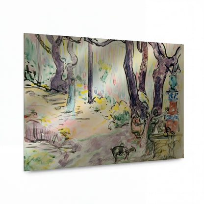 Obraz Henri Lebasque — The Fountain at Saint-Tropez — kovový obraz na hliníkovém panelu