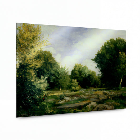 Obraz Pierre-Auguste Renoir — A Clearing in the Woods — umělecký kovový obraz s vysokým leskem — umělecký kovový obraz s vysokým leskem