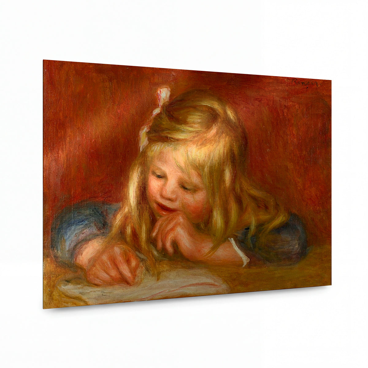 Obraz Pierre-Auguste Renoir — Coco Writing — lesklý kovový obraz — lesklý kovový obraz